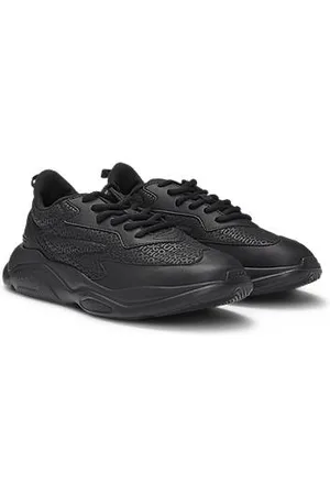 HUGO BOSS Mixed-material trainers with monogrammed uppers and EVA outsole