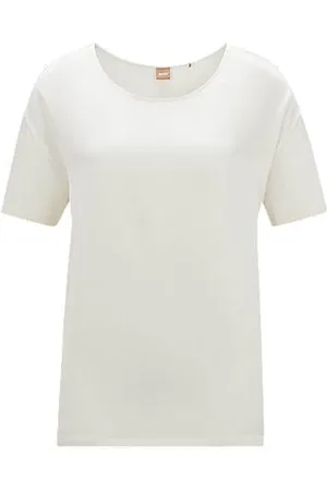 HUGO BOSS Regular-fit T-shirt with stretch-silk front