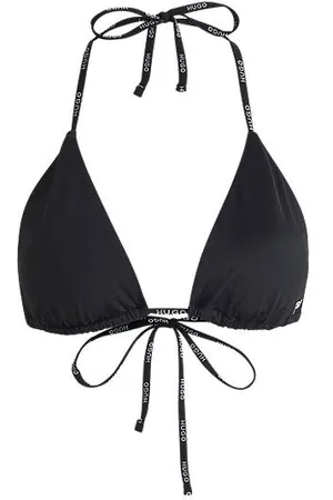 HUGO BOSS Triangle bikini top with contrast logo straps