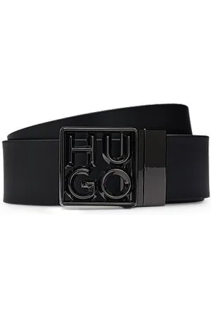 HUGO BOSS Reversible Italian-leather belt with stacked-logo buckle