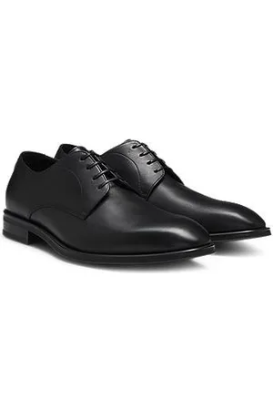 HUGO BOSS Italian-made Derby shoes in leather with ornamental stitching