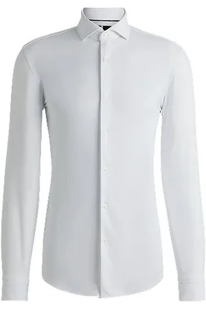 HUGO BOSS Slim-fit shirt in structured performance-stretch jersey