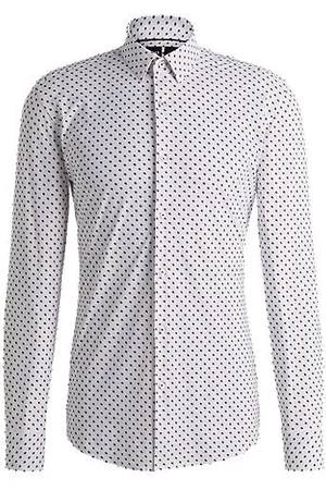 HUGO BOSS Slim-fit shirt in geometric-print performance-stretch jersey