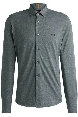 HUGO BOSS Slim-fit shirt in melange cotton piqué