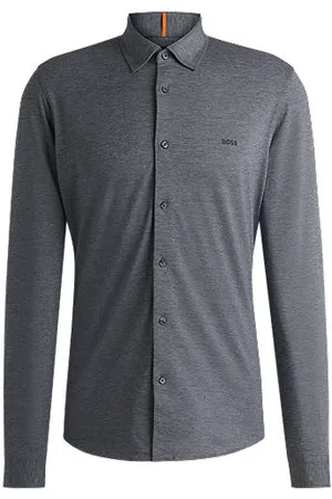 HUGO BOSS Slim-fit shirt in melange cotton piqué