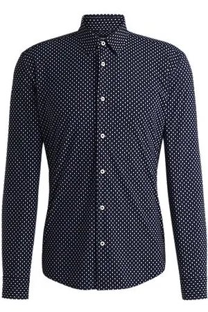 HUGO BOSS Slim-fit shirt in geometric-print performance-stretch fabric
