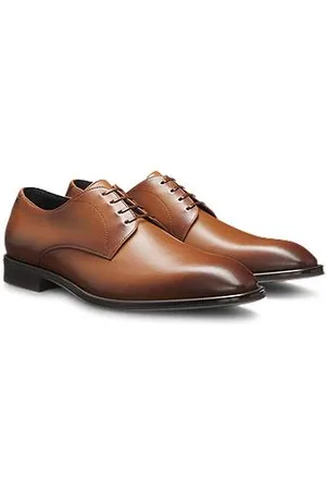 HUGO BOSS Italian-made Derby shoes in leather with ornamental stitching