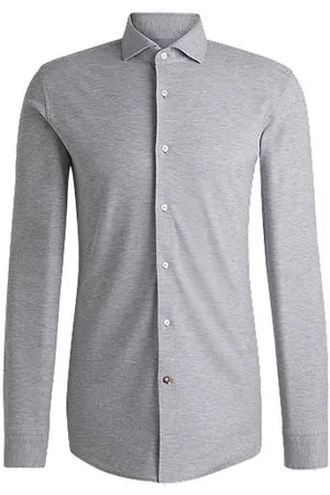 HUGO BOSS Slim-fit shirt in cotton-piqué jersey