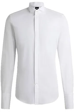 HUGO BOSS Slim-fit dress shirt in easy-iron cotton poplin