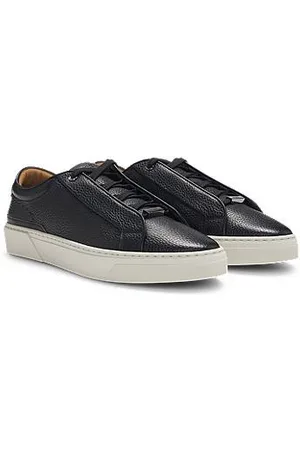 HUGO BOSS Gary grained-leather trainers with logo lace loop