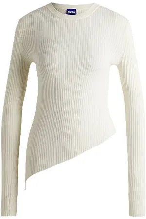 HUGO BOSS Sheer-ribbing sweater with asymmetric hem