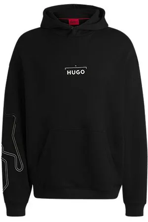 HUGO BOSS Cotton-blend hoodie with racing print