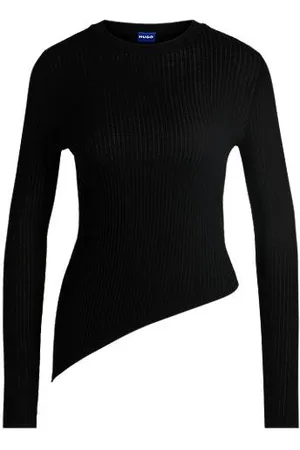 HUGO BOSS Sheer-ribbing sweater with asymmetric hem