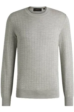 HUGO BOSS Silk sweater with knitted structure in regular fit