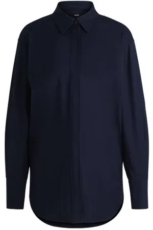 HUGO BOSS Travel-friendly blouse in wrinkle-resistant wool