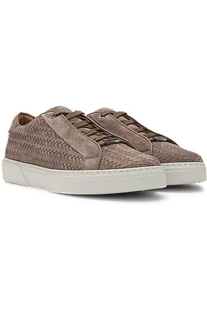 HUGO BOSS SELECTED BY SHOHEI OHTANI Gary woven-suede trainers with hidden laces