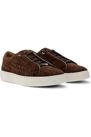 HUGO BOSS SELECTED BY SHOHEI OHTANI Gary woven-suede trainers with hidden laces