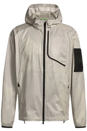 HUGO BOSS Active laminated-mesh hooded jacket with all-over print