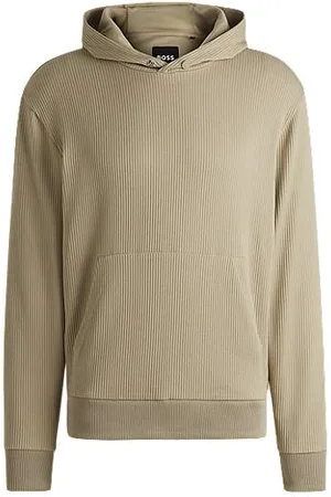 HUGO BOSS Cotton-blend hoodie with striped structure