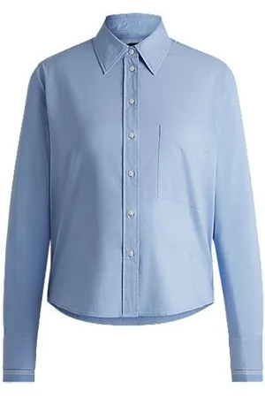 HUGO BOSS Regular-fit blouse in striped stretch cotton