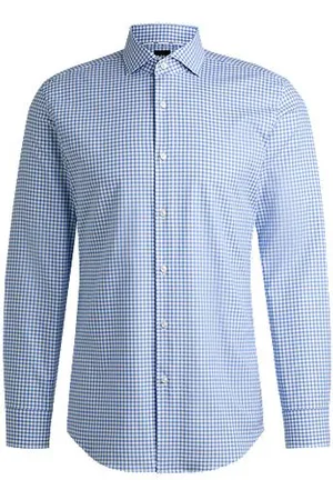 HUGO BOSS Slim-fit shirt in checked easy-iron stretch cotton