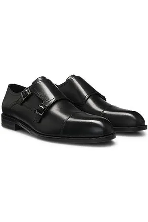 HUGO BOSS Leather monk shoes with double strap