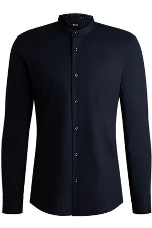 HUGO BOSS Slim-fit shirt in easy-iron stretch-cotton poplin