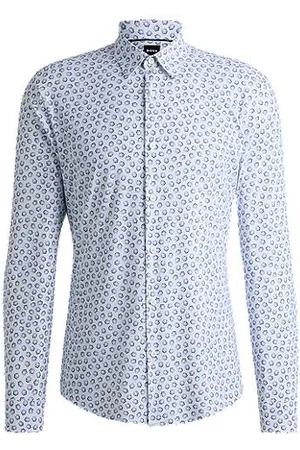HUGO BOSS Slim-fit shirt in floral-print performance-stretch jersey