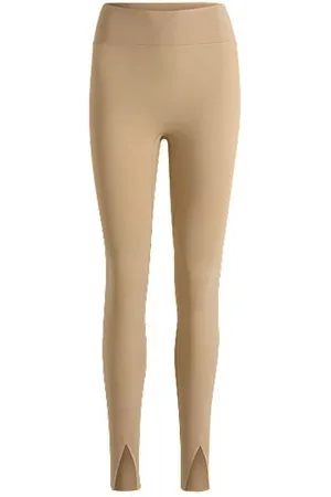 HUGO BOSS Active leggings in stretch interlock fabric with slit hems