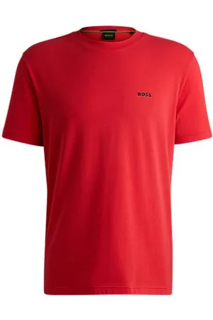 HUGO BOSS Regular-fit T-shirt in stretch cotton with contrast logo