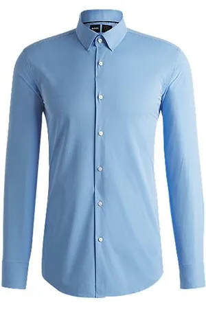 HUGO BOSS Slim-fit shirt in striped performance-stretch fabric