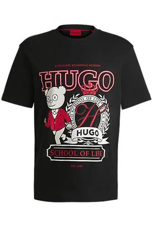 HUGO BOSS Cotton-jersey T-shirt with logo graphic print