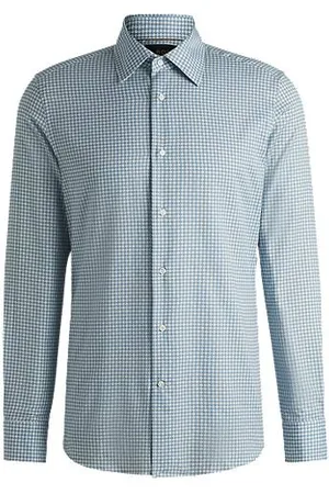 HUGO BOSS Slim-fit shirt in patterned cotton