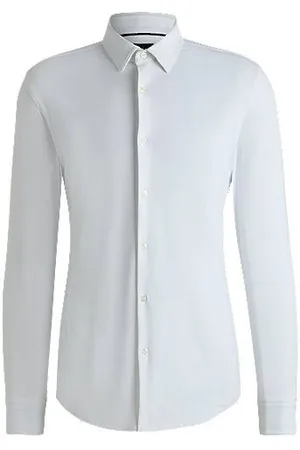 HUGO BOSS Slim-fit shirt in structured performance-stretch jersey