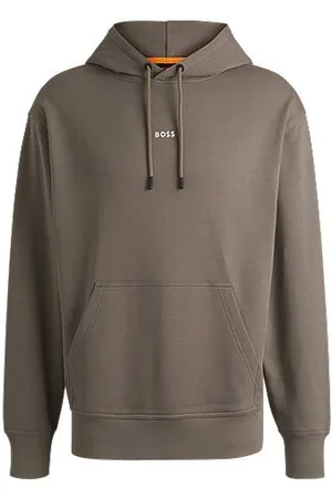 HUGO BOSS Fleece hoodie in cotton terry with contrast logo