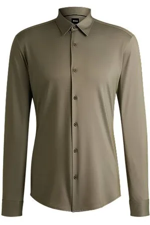 HUGO BOSS Slim-fit shirt in structured performance-stretch fabric