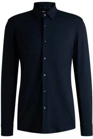 HUGO BOSS Slim-fit shirt in structured performance-stretch jersey