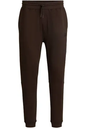 HUGO BOSS Cotton-terry tracksuit bottoms with logo patch