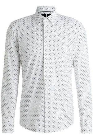 HUGO BOSS Slim-fit shirt in geometric-print performance-stretch fabric