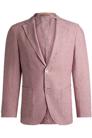 HUGO BOSS Slim-fit suit jacket in micro-patterned linen