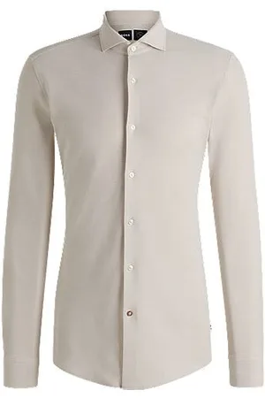 HUGO BOSS Slim-fit shirt in cotton-piqué jersey