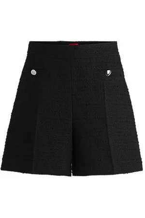 HUGO BOSS Bouclé shorts with stacked-logo buttons