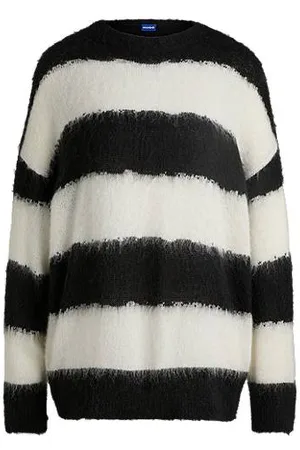 HUGO BOSS Oversized-fit sweater with irregular block stripes