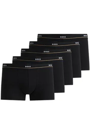 HUGO BOSS Five-pack of stretch-cotton trunks with logo waistbands
