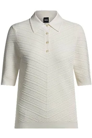 HUGO BOSS Structured knit sweater with polo collar