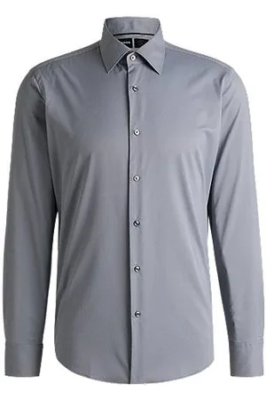 HUGO BOSS Regular-fit shirt in structured stretch fabric