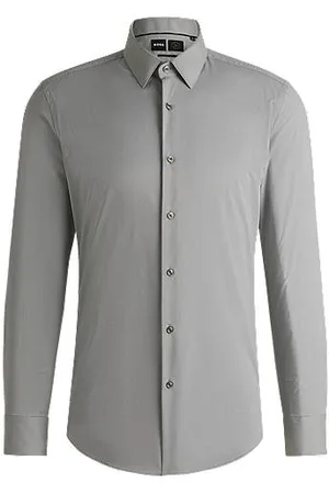 HUGO BOSS Slim-fit shirt in structured performance-stretch fabric