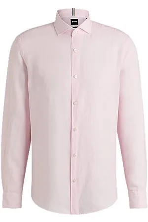 HUGO BOSS Casual-fit shirt in linen with spread collar