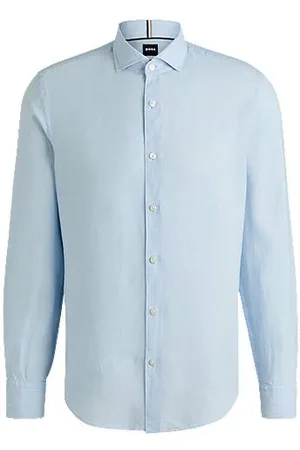 HUGO BOSS Casual-fit shirt in linen with spread collar