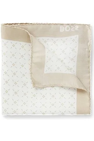 HUGO BOSS Printed pocket square with logo border